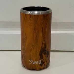 S'well Teakwood Slim Can or Bottle Drink Chiller Koozie